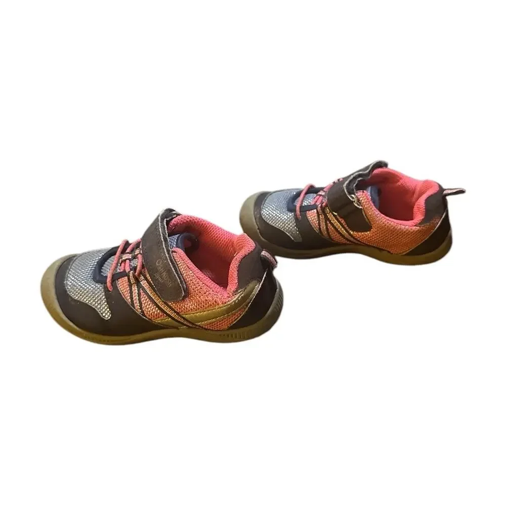 Girls Size 10 OshKosh Bgosh Pink and Gray Sneakers